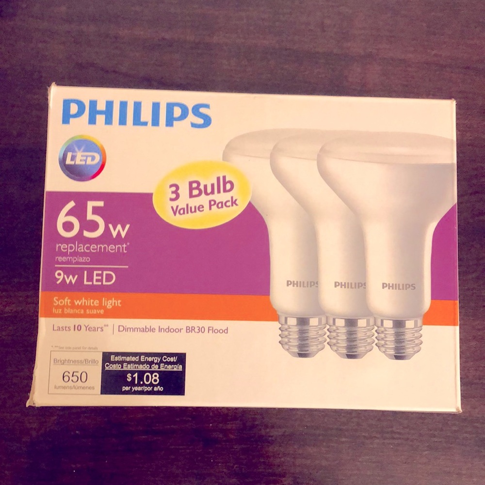 Philips 65-Watt Equivalent BR30 Dimmable LED Light Bulb Daylight (3-Bulbs)